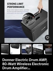 Donner Electric Drum AMP, 80-Watt Wireless Electronic Drum Amplifier…