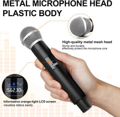 DX4 Wireless Microphone, Professional 4 Channels Karaoke Handheld System for Hom