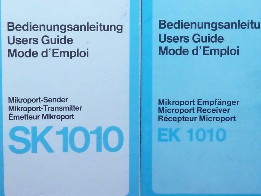 SENNHEISER SK-1010 / EK-1010 WIRELESS SYSTEM MULTILINGUAL OWNER’S MANUALS