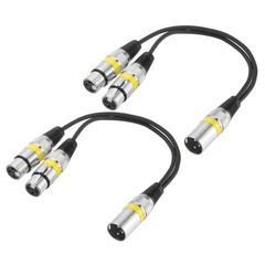 3-Pin XLR Splitter Cable, 2 Pack 1 Male to 2 Female, Yellow Circle