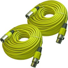 PAIR 2 50 ft 3 pin shielded XLR male to female powered speaker cables 15m meter