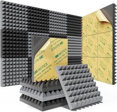 Sound Proof Foam Panels for Walls Self-Adhesive 12 Pack Pyramid 2″ X 12″ X 12″