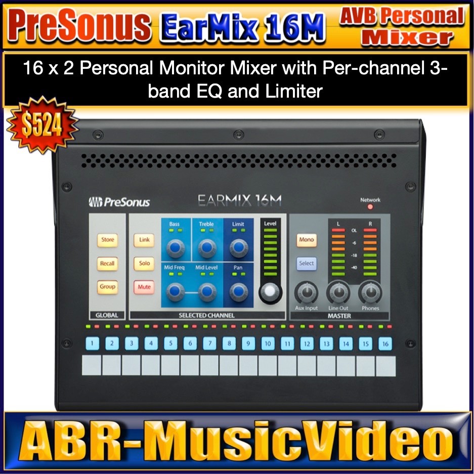 PreSonus EarMix 16M AVB Personal Monitor Mixer (1 Year Manufacture Warranty)