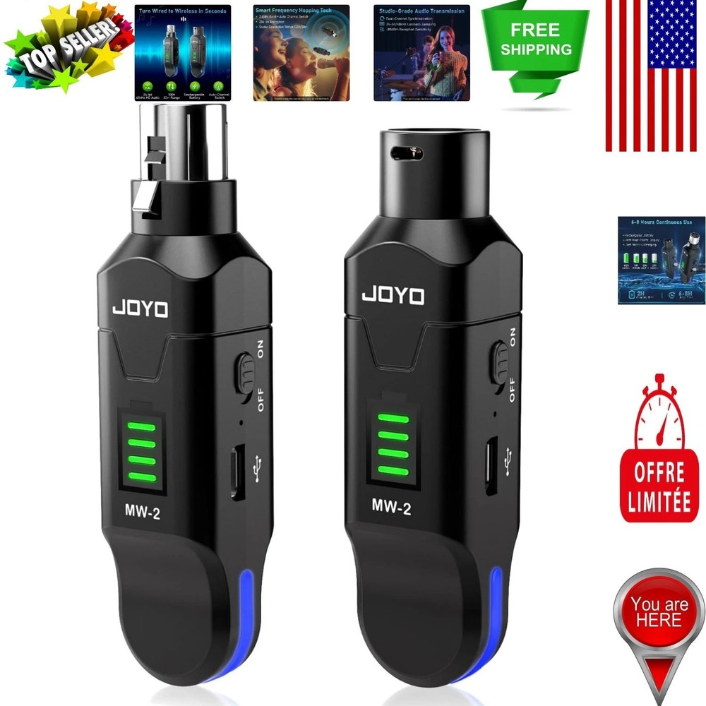 2.4GHz Wireless Microphone System – 4-Channel Transmitter & Receiver for Prof…