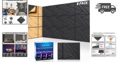 Soundproof Wall Panels 8 Pack Acoustic Foam Panels for Walls Studio Black