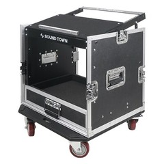 Sound Town 10U Rack Case w/ 2U Drawer, 11U Slant Mixer Top, DJ Table MR-DR10U