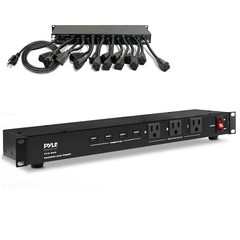 Pyle Rack Mount Power Conditioner Strip Supply USB Charging Port PCO865