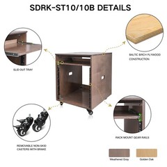 Sound Town Plywood 10U Studio Rack Desk with Slide-Out Tray (SDRK-ST10)