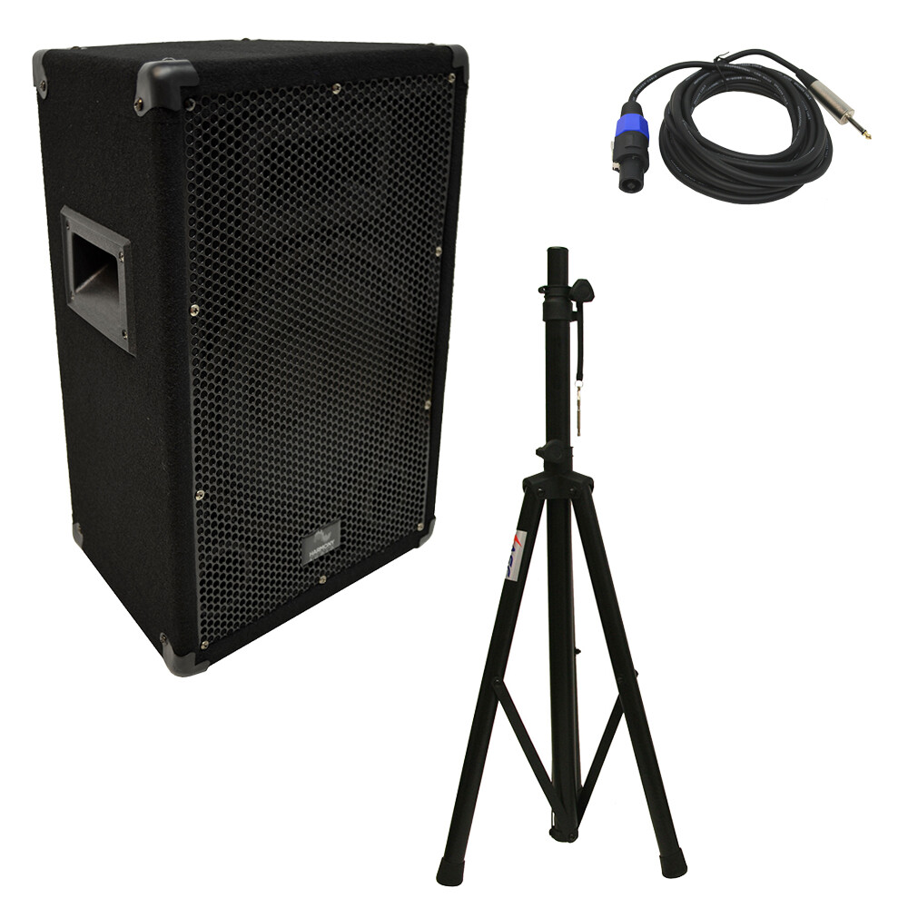 Harmony Audio HA-V10P DJ 10″ 300W PA Speaker Speakon to 1/4″ Cables & Stand New