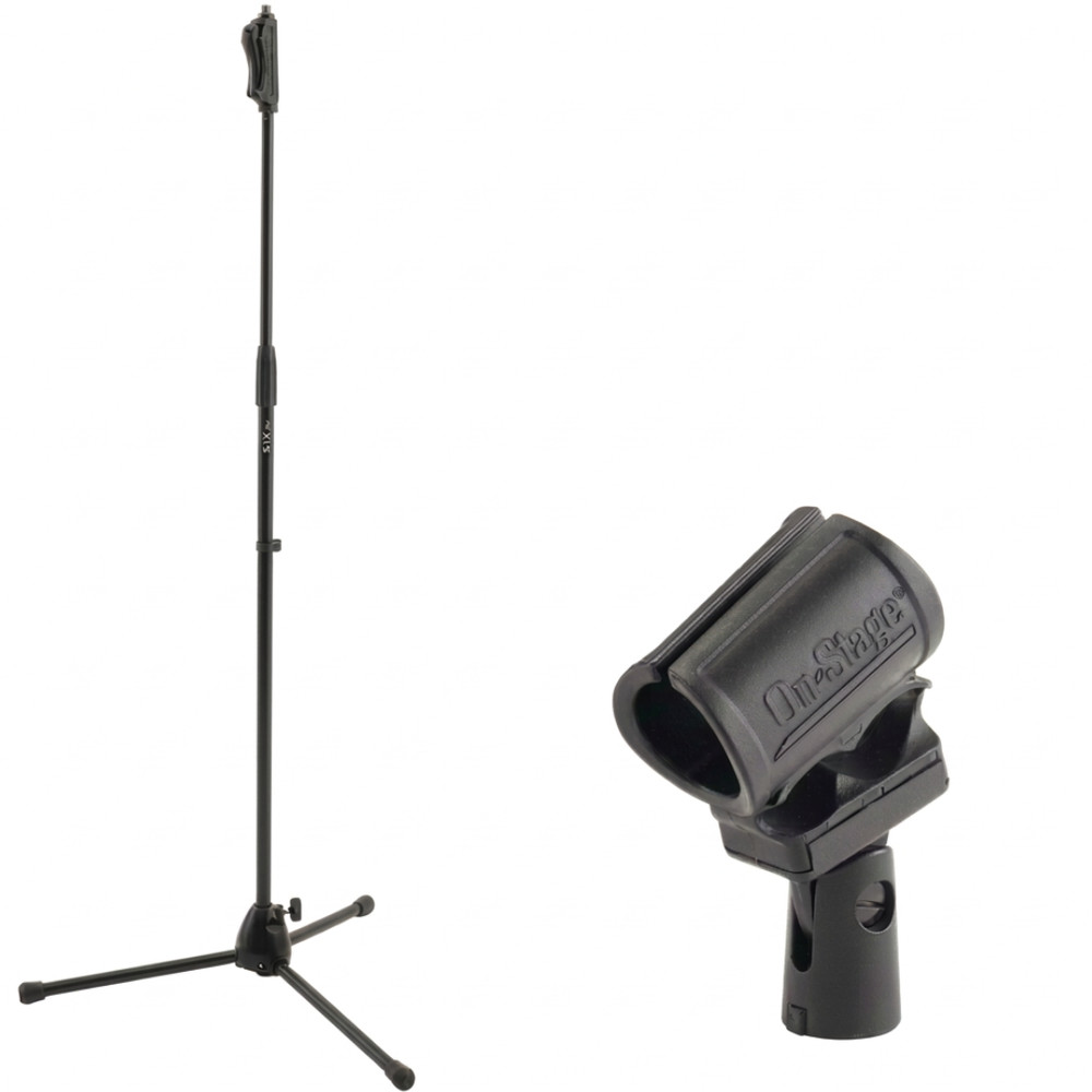 One-Hand Tripod Microphone Stand + Wireless Isolation Shock-Mount Clip Bundle