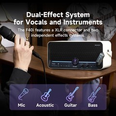 MOOER F40i Li Smart Guitar Amp 40W Touching Screen, Audio Separator, White