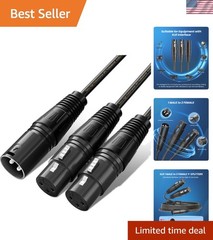 1.5ft Weatherproof XLR Y-Splitter Cable – Dual Female to 1 Male for Flexible Use
