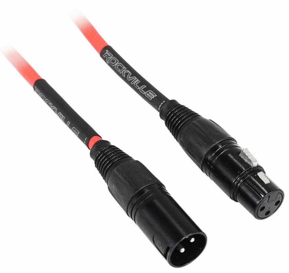 Rockville RCXFM6P-R Red 6′ Female to Male REAN XLR Mic Cable 100% Copper