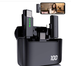 Wireless Lavalier Microphone, 2.4GHz Noise Cancellation, 656ft work for 6 hours