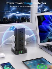 Power Strip Tower with Multiple Outlets, Flat Plug Surge Protector … Fast Ship