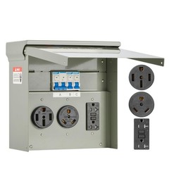 VEVOR Temporary Power Outlet Panel, Weatherproof RV Electrical Breaker Box wi…
