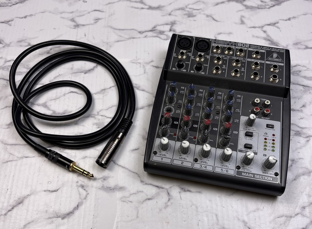 Behringer Xenyx 802 Premium 8-Input 2-Bus Mixer Console w/ Cord