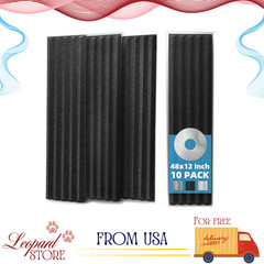 10 Pack Peel and Stick Acoustic Panels 12x48in Soundproof Wall Black