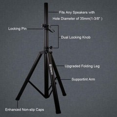 PRORECK Tripod Speaker Stands pair for Dj/PA Speaker System Adjustable Height