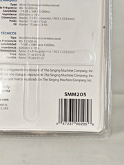 Singing Machine SMM205 Unidirectional Wired Dynamic Microphone. New. sealed