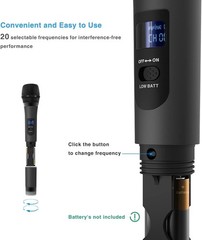 Wireless Microphone, Handheld Dynamic Microphone Wireless mic System for Kara…