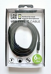 LAX USB Type C Cable Braided Nylon 6 ft Black NEW