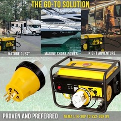 NEMA L14-30P to 50A SS2-50R RV Marine Power Generator Adapter, 30A L14-30P to