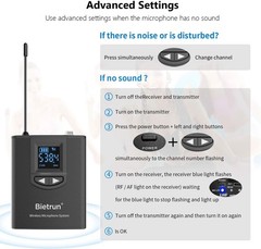 UHF Wireless Lavalier Mic System with 165ft Range & Rechargeable Transmitter