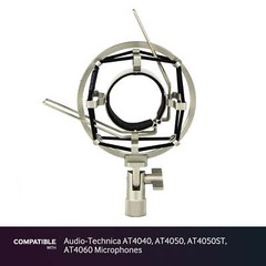 Silver Shock Mount fits Audio-Technica AT4040, AT4050, AT4050ST, AT4060