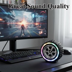 Off-Road Tire Bluetooth Speaker Potable Bass Thumper Speaker w/ Party Lights TWS