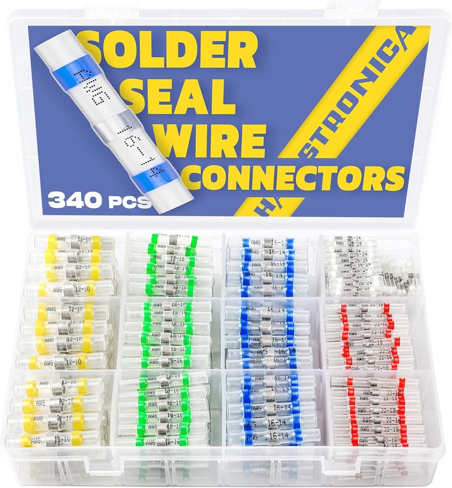 340PCS Solder Seal Wire Connectors-haisstronica White,Red,Green,Blue,Yellow
