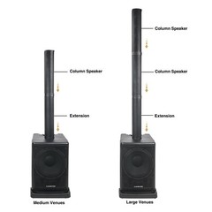 Sound Town Portable Column PA System with 12″ Powered Sub, Bluetooth CARPO-L2