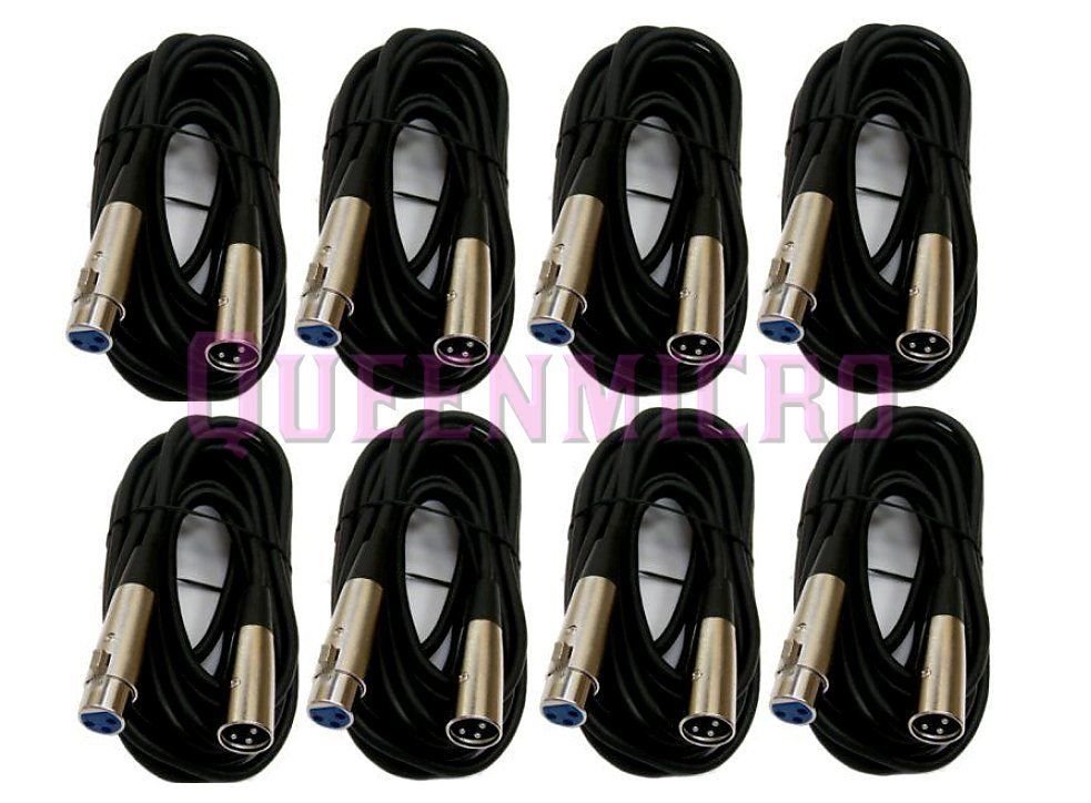 8x 6Ft XLR Shielded Audio 3-Pin Male to Female MIC Microphone Audio Cord Cable