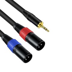 3.3FT-1 Pack 3.5mm TRS to 2 XLR Cable, Black, Unbalanced 1/8 TRS Male to Dual…