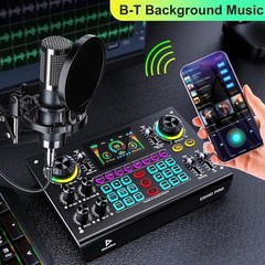 Professional Podcast Bundle with DSP Sound Card and Audio Mixer, 3.5mm Conden…