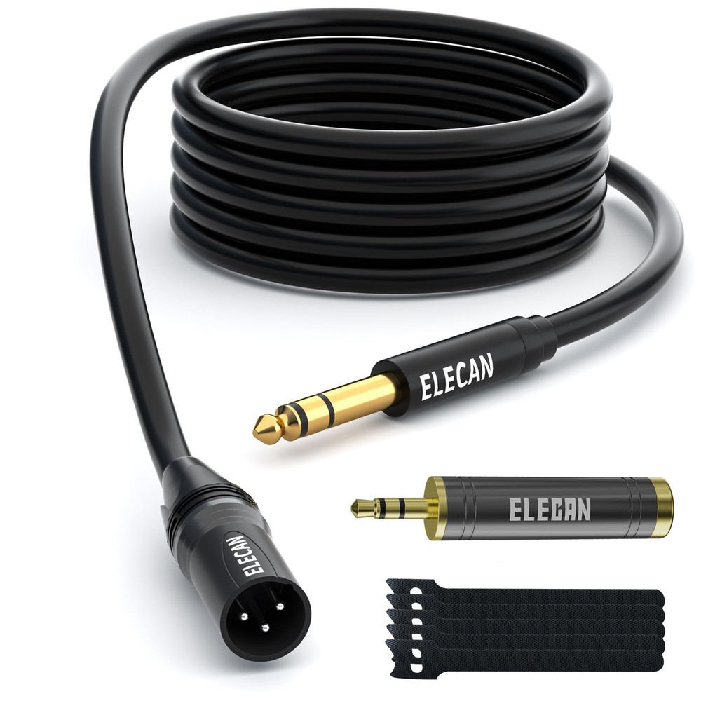 6.35mm 1/4 Inch TRS Male To XLR Male Cable 15 Ft Balanced Shielded Stereo