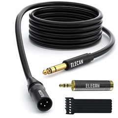6.35mm 1/4 Inch TRS Male To XLR Male Cable 15 Ft Balanced Shielded Stereo