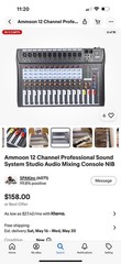 Ammoon 12 Channel Prof Sound System Studio Audio Mixing Console NEW IN OPEN BOX