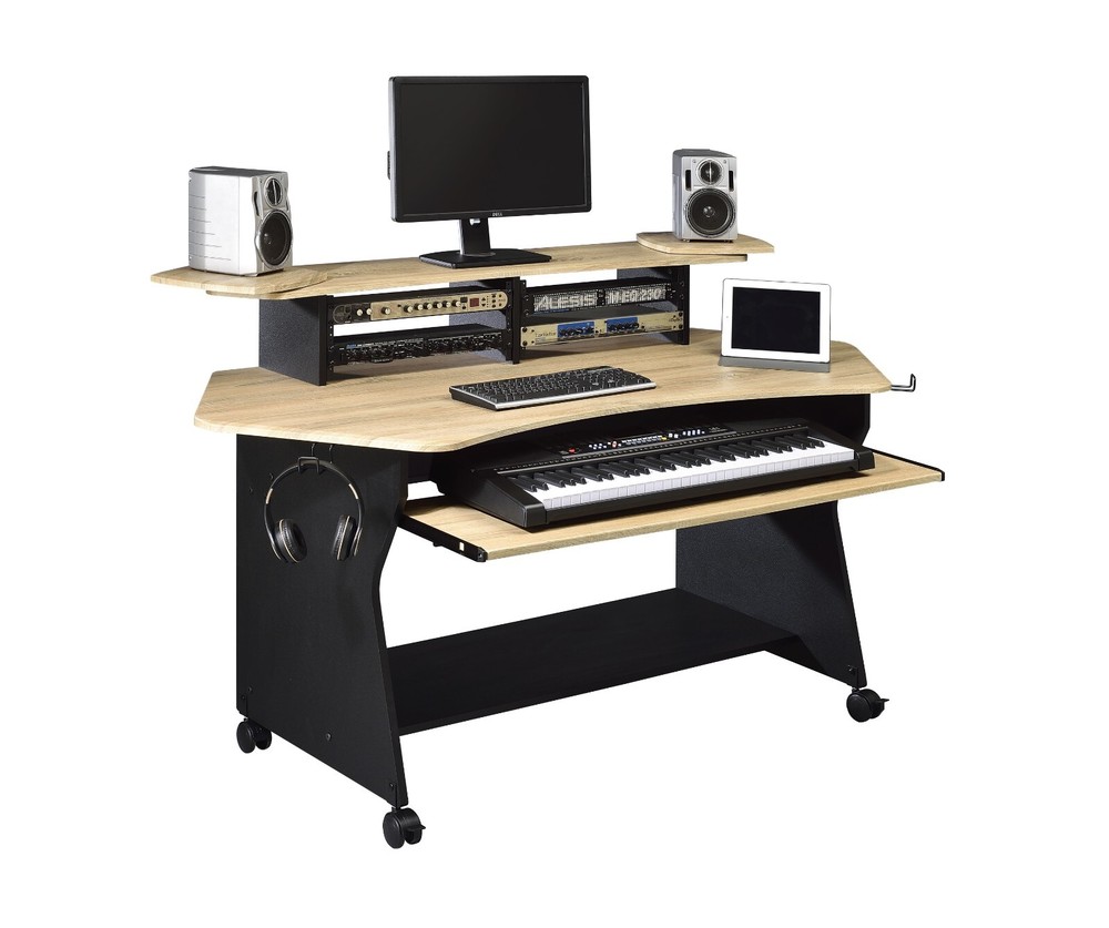 Musiea IM100 Series Music Studio Desk Workstation with 2 x 4U rack (Natural Oak)