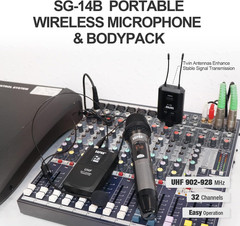 Wireless Microphone Set with Receiver, Mute & Battery Indicator for All Events