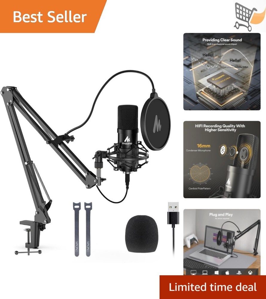 USB Microphone Condenser 192KHZ/24Bit Plug & Play for Recording Gaming Singing