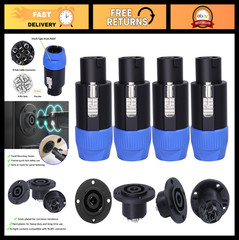 4 Sets Speakon Connector Kit – 8 Pole Connectors & Panel Mount Adapters, Twist L