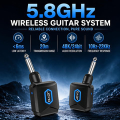 5.8Ghz Wireless Guitar Transmitter Receiver Guitar System with Charging Box for
