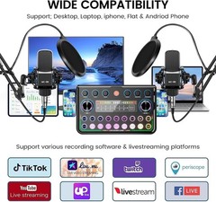 Upgraded Podcast Microphone Bundle, Podcast Equipment Bundle for 2, Recording…
