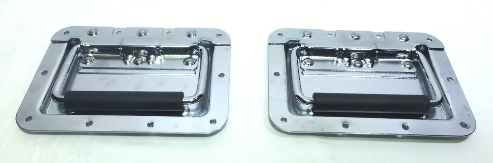 (2) Two Chrome Plated Spring-Loaded Recessed Handles For ATA Cases -Large