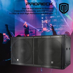 PRORECK Dual 18″ Powered Subwoofer 5000W Outdoor Mega Party Event Bass Speaker