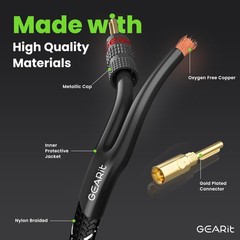 10AWG Speaker Cable with Gold-Plated Banana Plugs 10ft CL2 Rated OFC