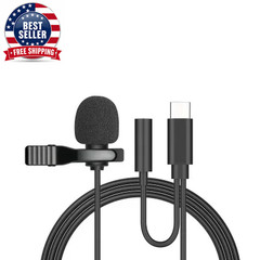 Portable 1.5M Lavalier Mini Microphone Condenser Clip-On Lapel Mic Wired Usb/3.5