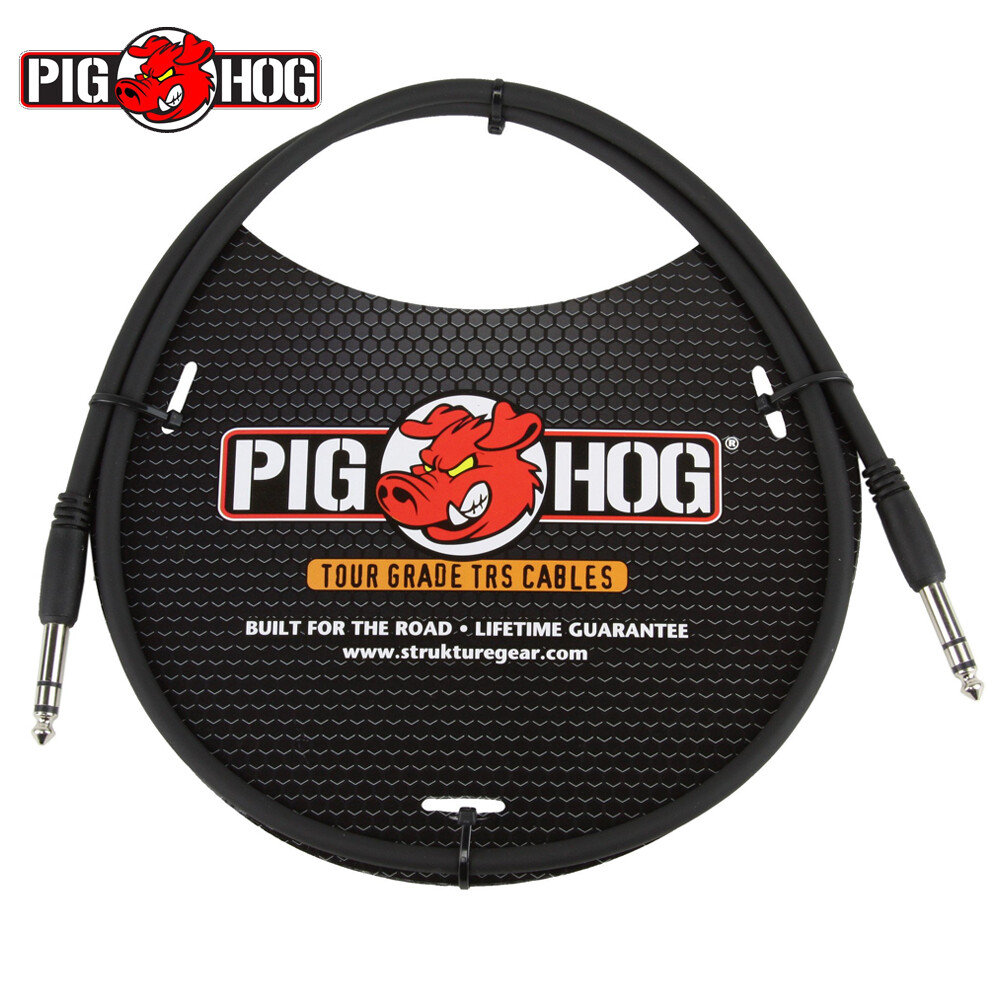 Pig Hog PTRS03 8mm 3 FT 1/4″ TRS Balanced Stereo to 1/4″ TRS Cable Plug