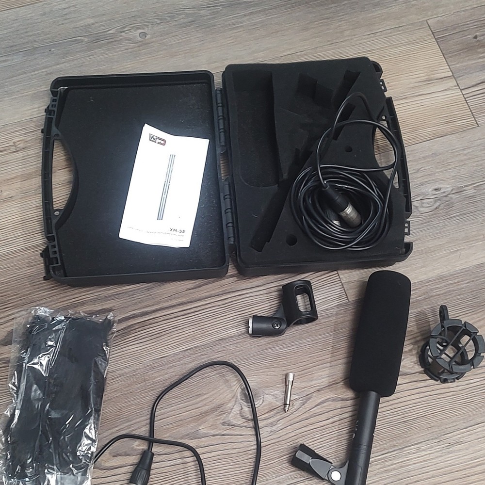 Vidpro XM-55 Shotgun Microphone Kit 3.5mm TRS w/ Case Shock Mount Windscreen